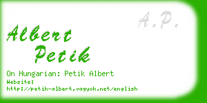 albert petik business card